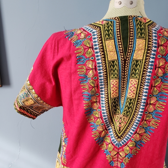Leather patchwork dashiki top - Picture 7 of 7